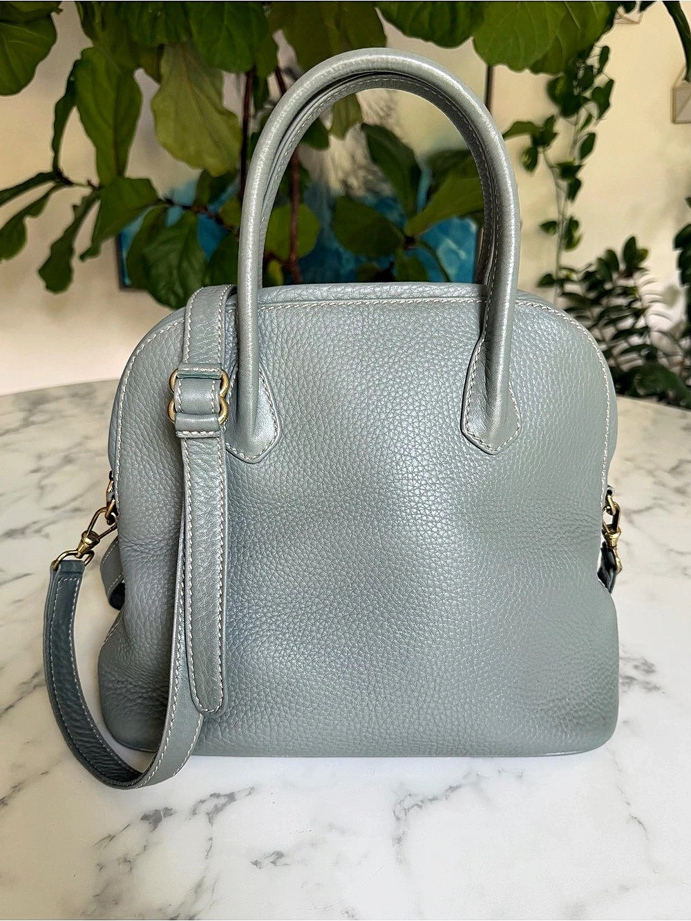 Coach Vintage Sonoma Satchel Natural Grain Leather 4921 Sea Green 90s Italian